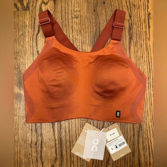 On Women’s Performance Flex Bra Auburn L NWT • High‑Support Athletic Bra